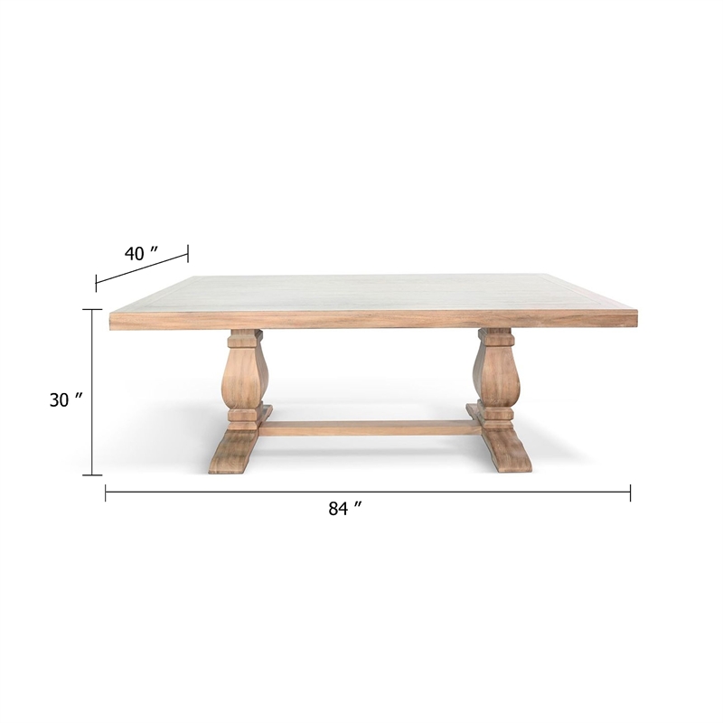 Benjara Anna Dining Table- Carved Legs- Natural Wheat Wood- 84
