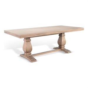 Benjara Anna Dining Table- Carved Legs- Natural Wheat Wood- 84&quot Rectangular