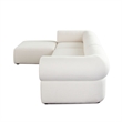 Benjara Zey 4pc Sectional Sofa w/ Reversible Chaise Ottoman Set- Ivory Sherpa