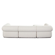 Benjara Zey 4pc Sectional Sofa w/ Reversible Chaise Ottoman Set- Ivory Sherpa