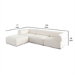 Benjara Zey 4pc Sectional Sofa w/ Reversible Chaise Ottoman Set- Ivory Sherpa