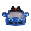 Benjara Ticy Twin Size Car Bed w Remote Control LED-Faux Leather Upholstery-Blue