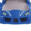 Benjara Ticy Twin Size Car Bed w Remote Control LED-Faux Leather Upholstery-Blue