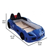 Benjara Ticy Twin Size Car Bed w Remote Control LED-Faux Leather Upholstery-Blue