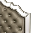 Benjara Mila Queen Bed- Carved Button Tufted Faux Leather- Mirrored- Silver