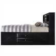 Benjara Queen Size Wooden Storage Bed w/ Eight Spacious Drawers- Black