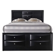 Benjara Queen Size Wooden Storage Bed w/ Eight Spacious Drawers- Black