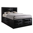Benjara Queen Size Wooden Storage Bed w/ Eight Spacious Drawers- Black