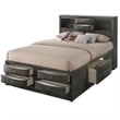 Benjara Queen Size Wooden Storage Bed w/ Eight Spacious Drawers- Brown