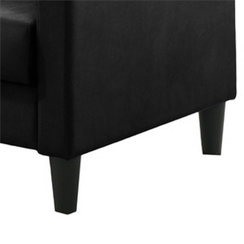 Benjara Oz Living Room Set with 2 Velvet Armchairs- Wood Accent End Table- Black