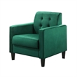 Benjara Oz Living Room Set with 2 Velvet Armchairs- Wood Accent End Table- Green