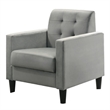 Benjara Oz Living Room Set with 2 Velvet Armchairs- Wood Accent End Table- Gray