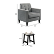 Benjara Oz Living Room Set with 2 Velvet Armchairs- Wood Accent End Table- Gray