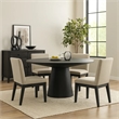 Benjara Kiy 5pc Black Dining Table Set with 4 Ergonomic Chairs- Beige Upholstery