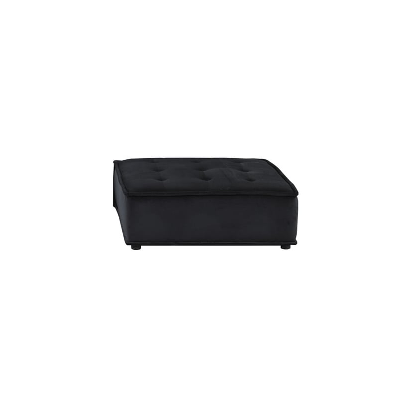 Benjara Alaya 4pc Modular Sectional Sofa- Tufted Seats- Black Velvet Upholstery