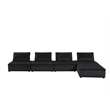 Benjara Alaya 5pc Modular Sectional Sofa with 2 Ottomans-Black Velvet Upholstery