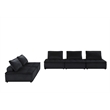 Benjara Alaya 5pc Modular Sectional Sofa with 2 Ottomans-Black Velvet Upholstery