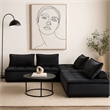 Benjara Alaya 5pc Modular Sectional Sofa with 2 Ottomans-Black Velvet Upholstery