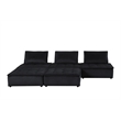 Benjara Alaya 5pc Modular Sofa and Loveseat Set- Tufted Black Velvet Upholstery