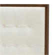 Benjara Cid Jess Queen Platform Bed- White Tufted Faux Leather- Walnut Brown