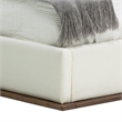 Benjara Cid Jess Queen Platform Bed- White Tufted Faux Leather- Walnut Brown