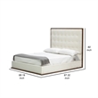Benjara Cid Jess Queen Platform Bed- White Tufted Faux Leather- Walnut Brown