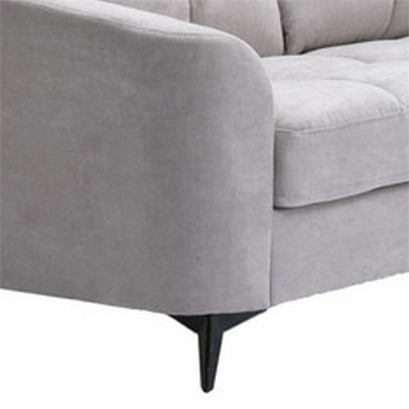 Benjara Odin 2 PC Sofa & Loveseat Set- Light Gray Linen Upholstery