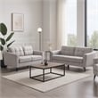 Benjara Odin 2 PC Sofa & Loveseat Set- Light Gray Linen Upholstery