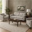 Benjara Odin 2 PC Sofa & Loveseat Set- Light Gray Linen Upholstery