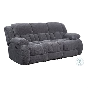Benjara Jak 99&quot Sofa- Power Recliner- Padded Backrest- Charcoal Gray Fabric