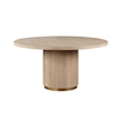Benjara Emi 5 Piece Dining Table and Chairs Set- Round- Pedestal Base- Oak Brown