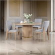 Benjara Emi 5 Piece Dining Table and Chairs Set- Round- Pedestal Base- Oak Brown