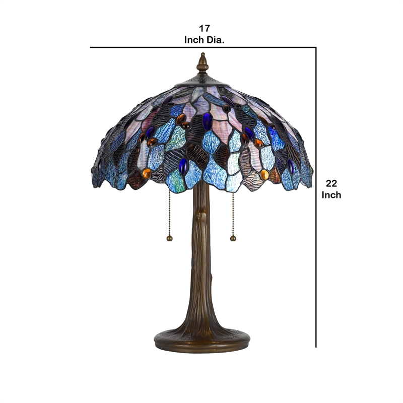 Benjara 2 Bulb Floor Lamp with Mosaic Design Shade- Multicolor