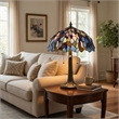 Benjara 2 Bulb Floor Lamp with Mosaic Design Shade- Multicolor