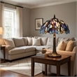 Benjara 2 Bulb Floor Lamp with Mosaic Design Shade- Multicolor