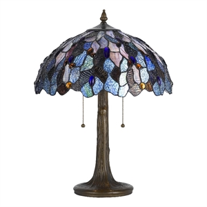 Benjara 2 Bulb Floor Lamp with Mosaic Design Shade- Multicolor