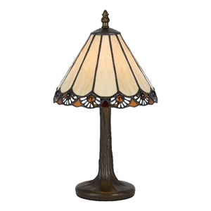 Benjara Tree Like Metal Body Table lamp with Conl Shade-Bronze/Beige