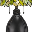 Benjara 2 Bulb Table Lamp with Leaf Design Glass Shade- Multicolor