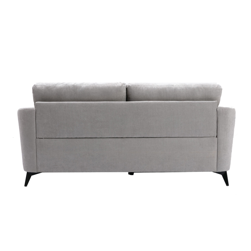 Benjara Odin 3 PC Sofa- Loveseat- Chair Set- Tufted Cushions- Light Gray Velvet