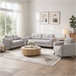 Benjara Odin 3 PC Sofa- Loveseat- Chair Set- Tufted Cushions- Light Gray Velvet