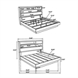 Benjara Fene King Size Bed- Bookcase Headboard- Wood Gray- Hidden Storage