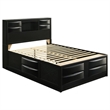 Benjara 5pc Queen Bedroom Set with Storage Headboard and Footboard- Black