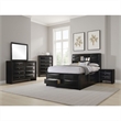 Benjara 5pc Queen Bedroom Set with Storage Headboard and Footboard- Black