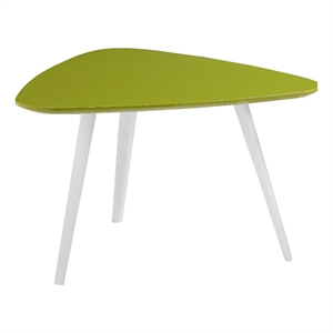 Benjara 23&quot Accent Table- Triangular Top- Green Lacquer Top and White Legs