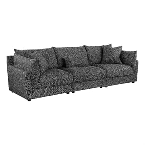 Benjara Ash 115&quot Plush 3 Piece Sofa with Cushions- Modular Chairs- Gray Black