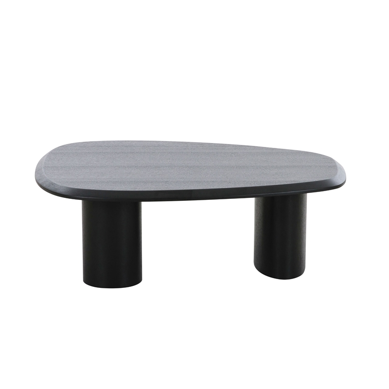 Benjara Cid Sami Coffee Table (Set of 2)- Freeform Shape- Black Solid Wood Frame