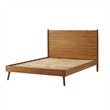 Benjara California King Bed with Panel Design- Natural Brown Acacia Wood