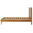 Benjara California King Bed with Panel Design- Natural Brown Acacia Wood
