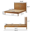 Benjara California King Bed with Panel Design- Natural Brown Acacia Wood