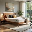 Benjara California King Bed with Panel Design- Natural Brown Acacia Wood